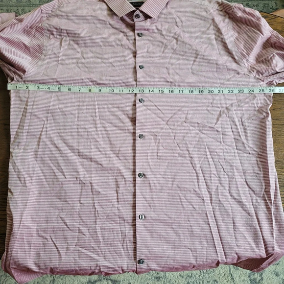 J.Ferrar Red Stripe Super Slim Mechanical Stretch Button Down Shirt Size Men XXL - Picture 4 of 8